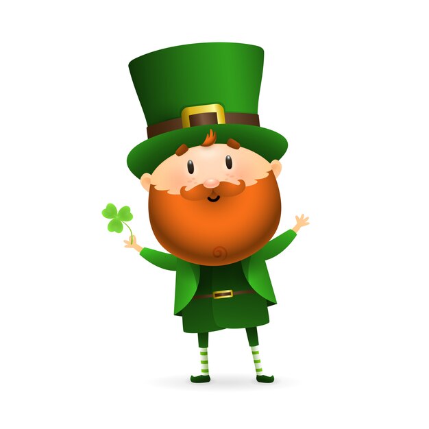 Bearded leprechaun with clover leaf