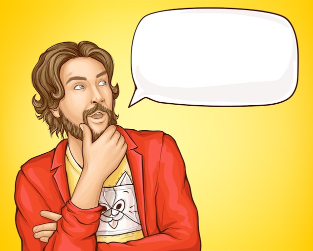 Free vector bearded man in fashioned clothes and speech bubble