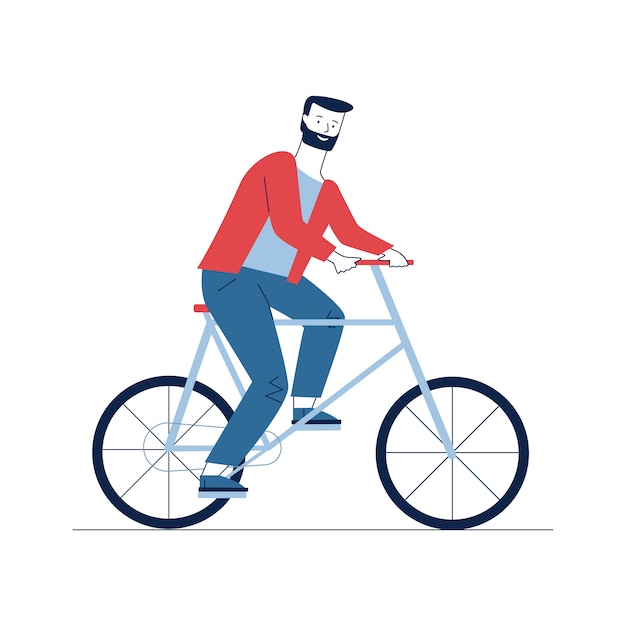 Free vector bearded man riding bike