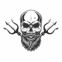 Free vector bearded and mustached skull