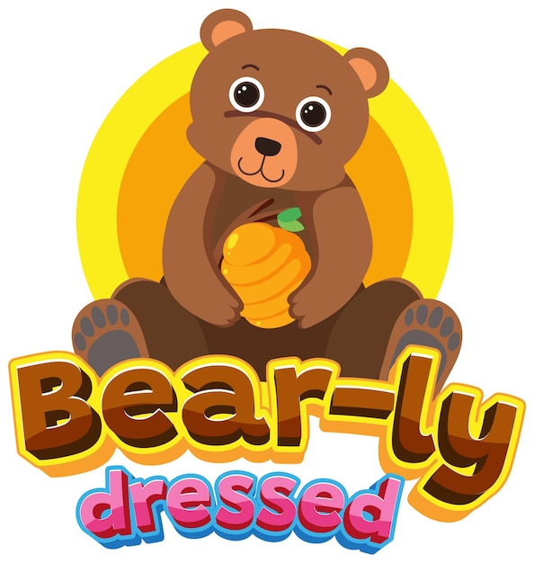 Vettore gratuito bearly dressed a funny animal cartoon picture pun