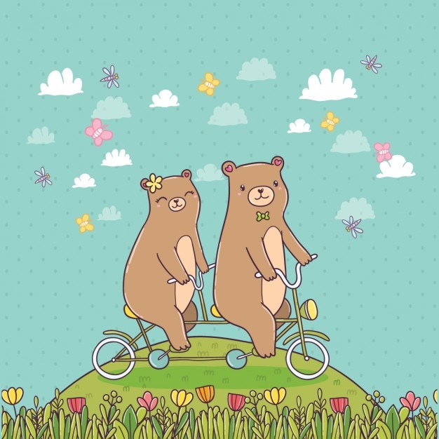 Bears riding a bike