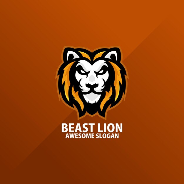 Vettore gratuito design esport di gioco con logo beast lion