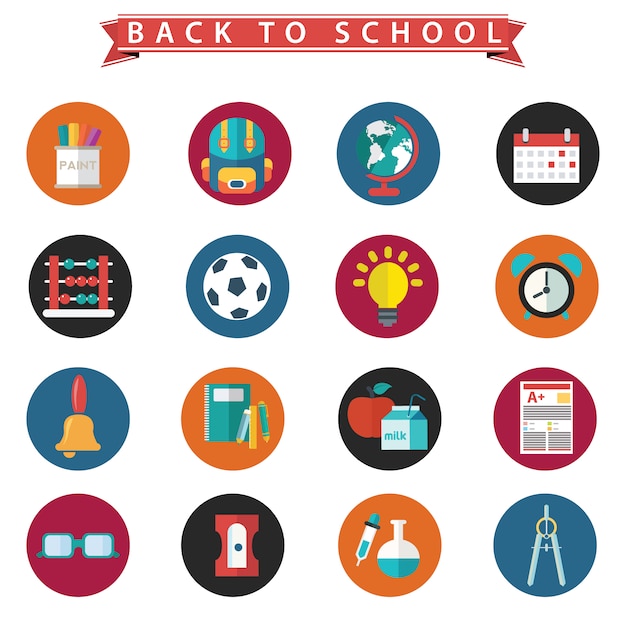 Beatiful back to school icons set