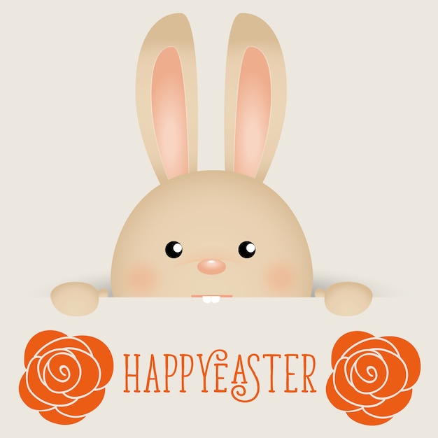 Free vector beatiful easter bunny with flowers