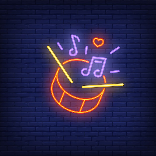 Free vector beating drum neon sign