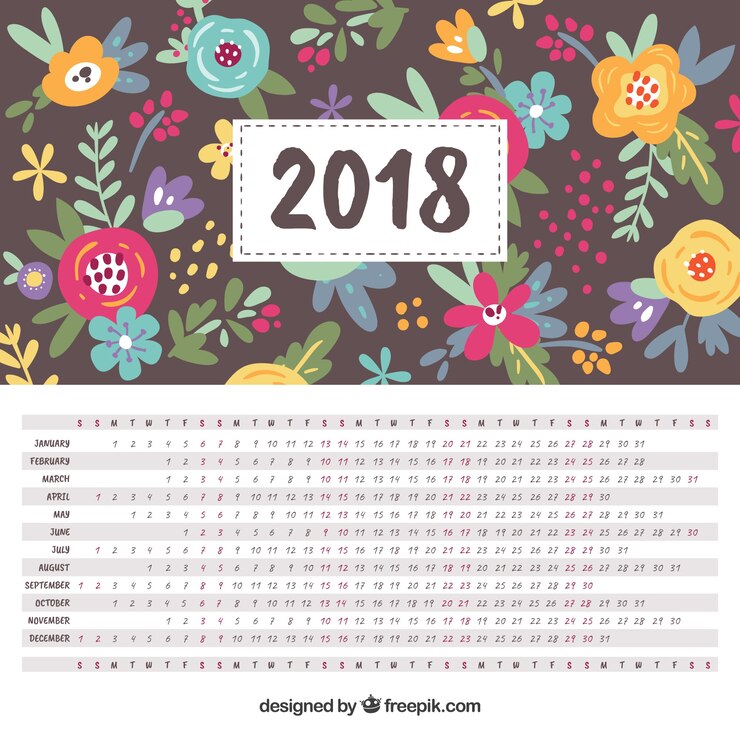 Free Vector beautiful 2018 calendar