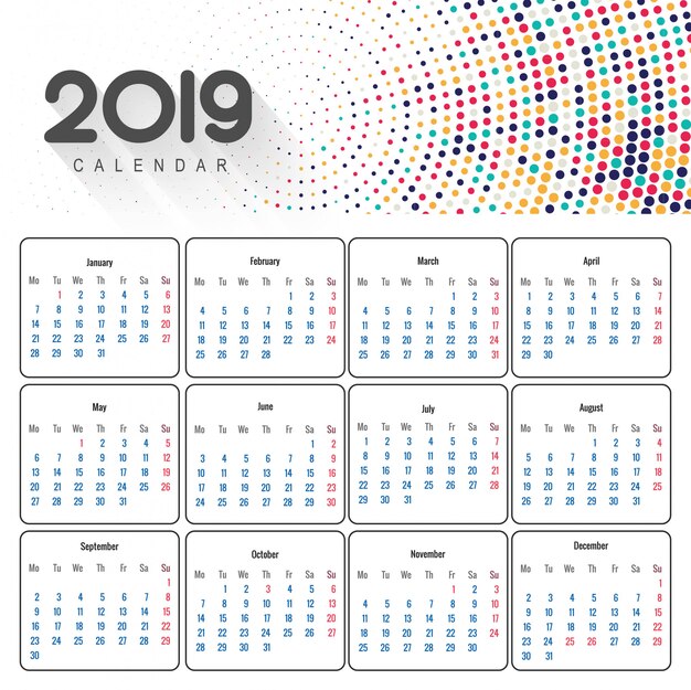 Beautiful 2019 business calendar design