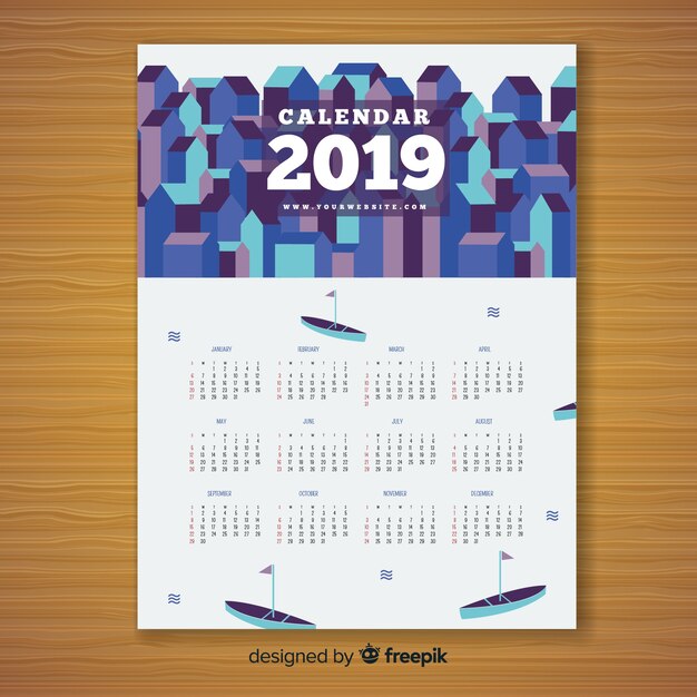 Красивый дизайн календаря 2019 года