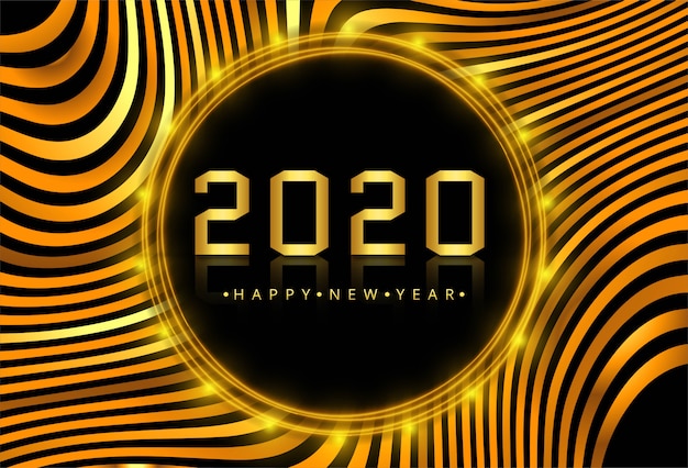 Beautiful 2020 new year golden card on wave 