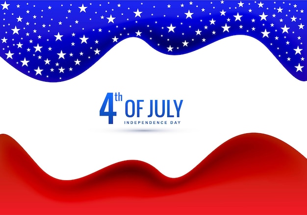 물결 디자인에 7월 4일 미국 독립 기념일 깃발의 아름다운