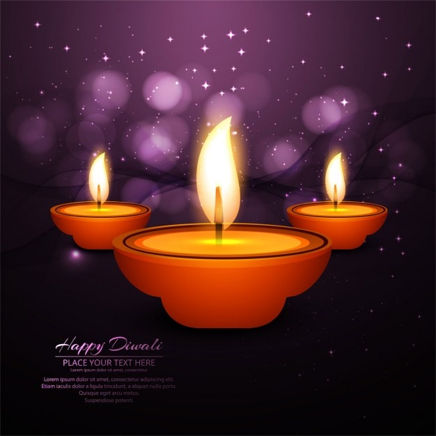 Free vector beautiful abstract background with candles for diwali