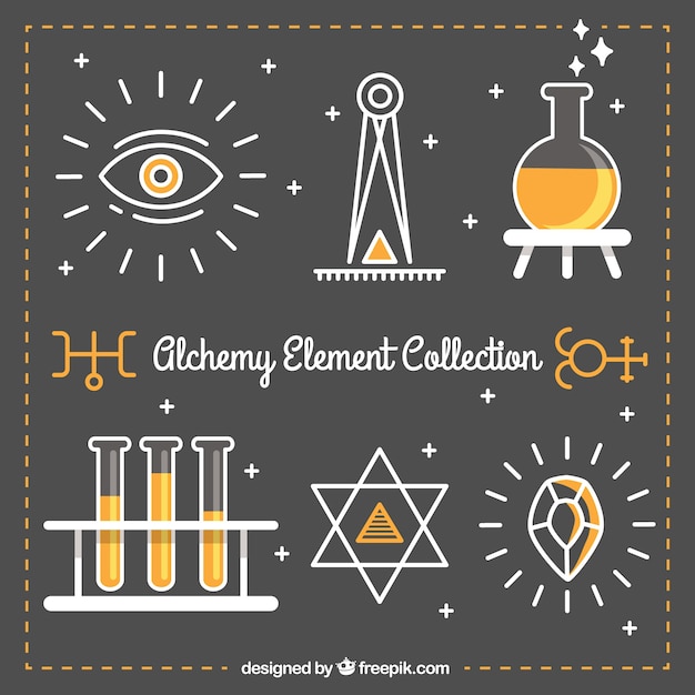 Free vector beautiful alchemy element collection