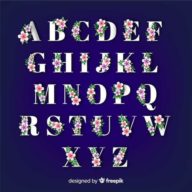 Beautiful alphabet with flowers