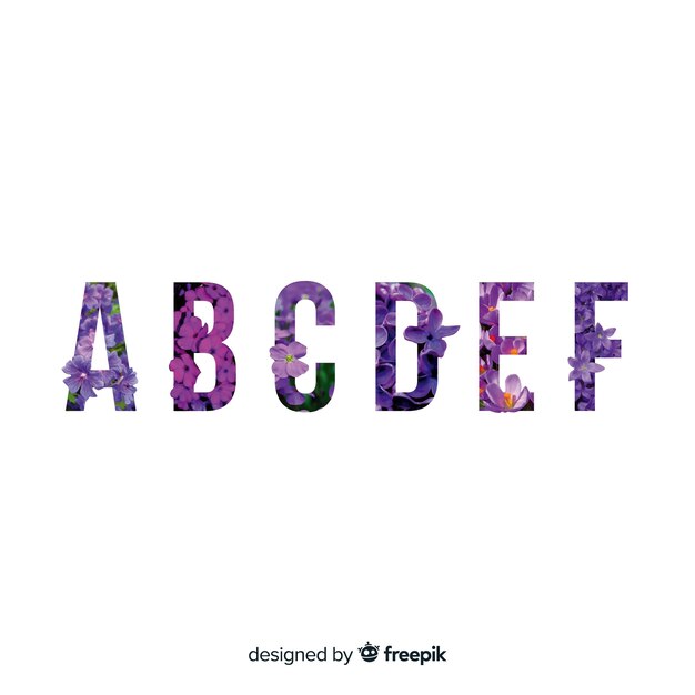 Beautiful alphabet with flowers