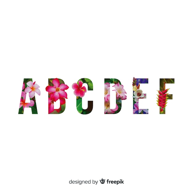 Free vector beautiful alphabet with flowers