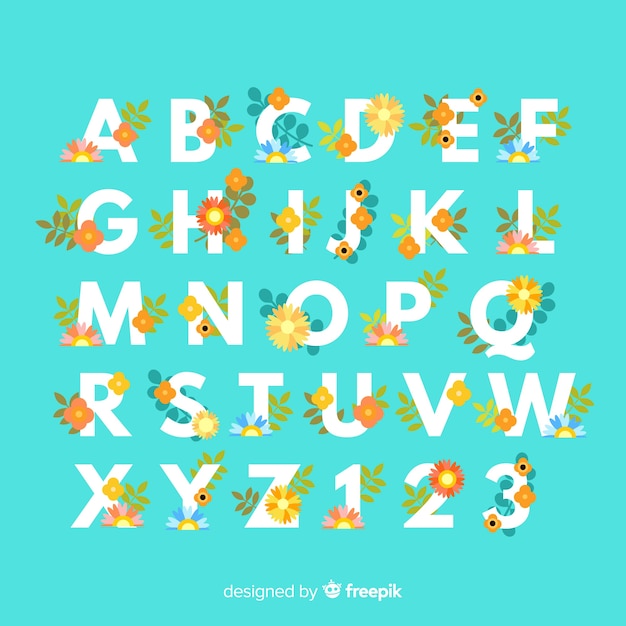 Beautiful alphabet with flowers