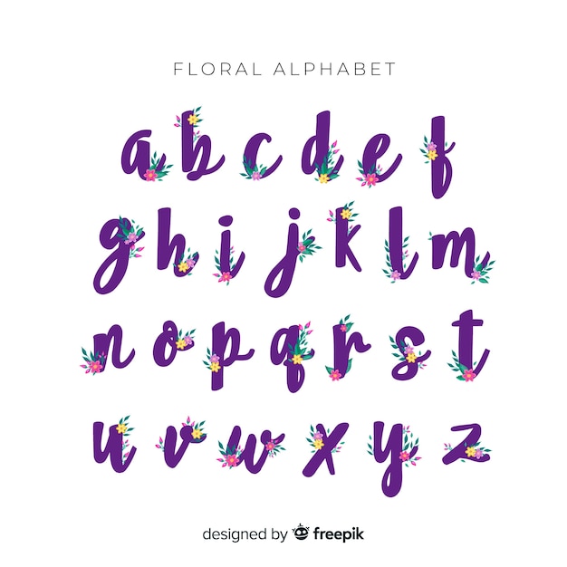 Free vector beautiful alphabet with flowers