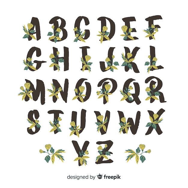 Free vector beautiful alphabet with flowers