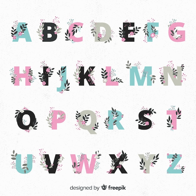 Beautiful alphabet with flowers