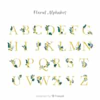 Free vector beautiful alphabet with flowers