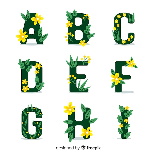 Free vector beautiful alphabet with flowers