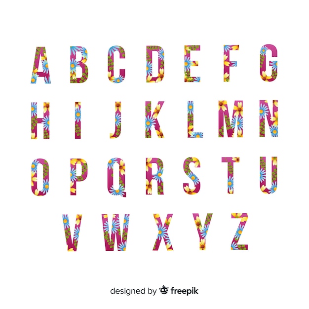 Beautiful alphabet with flowers