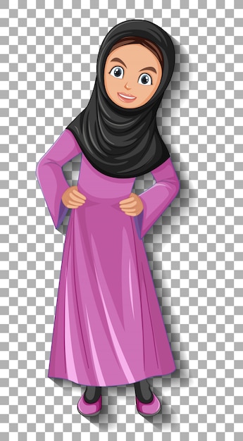 Free vector beautiful arabic lady cartoon character