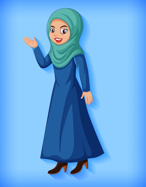 Free vector beautiful arabic lady cartoon character