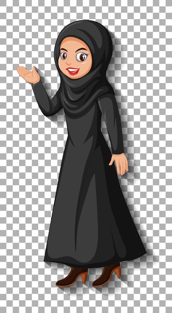 無料ベクター 美しいアラビア語の女性の漫画のキャラクター