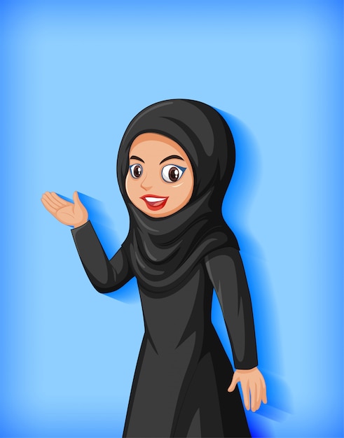 Free vector beautiful arabic lady cartoon character
