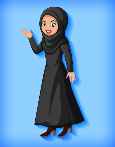 Free vector beautiful arabic lady cartoon character