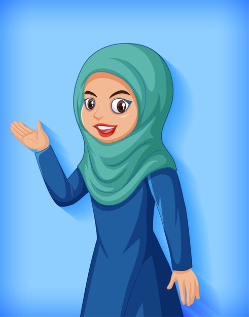 Beautiful arabic lady cartoon character