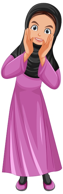 Beautiful arabic lady cartoon character