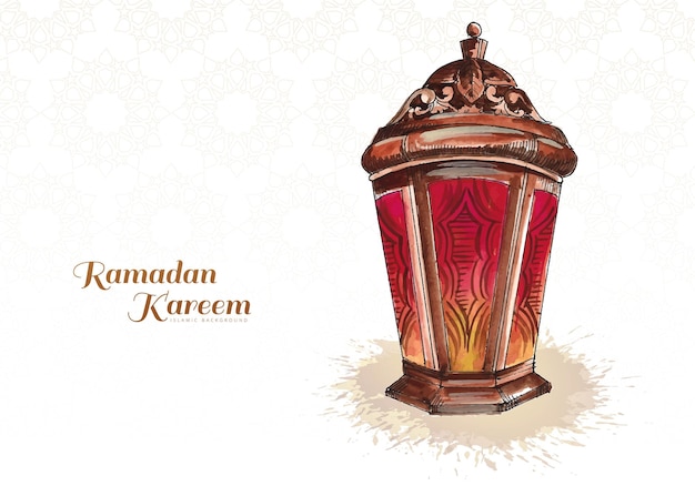 Free vector beautiful arabic lamp ramadan kareem greeting card background