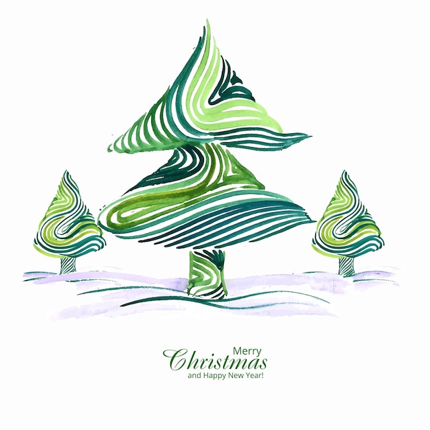 Free vector beautiful artistic christmas line tree card background