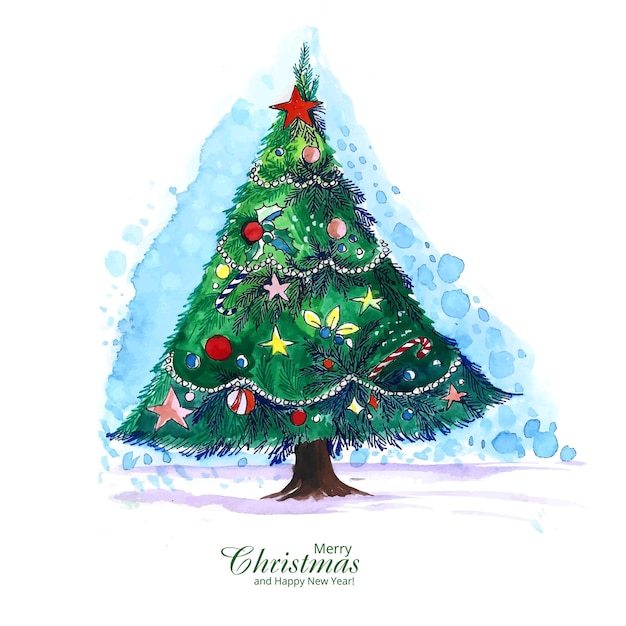 Beautiful artistic christmas line tree card background