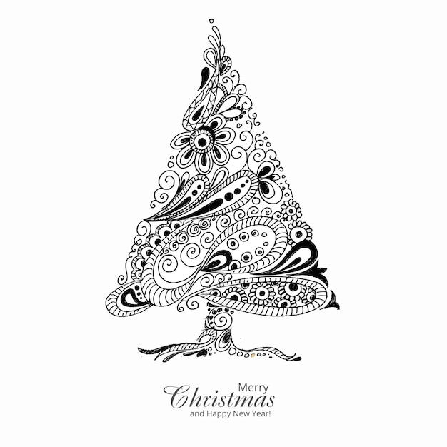 Beautiful artistic christmas line tree card background