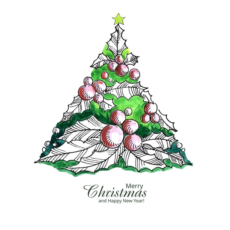 Free Vector beautiful artistic christmas tree card design