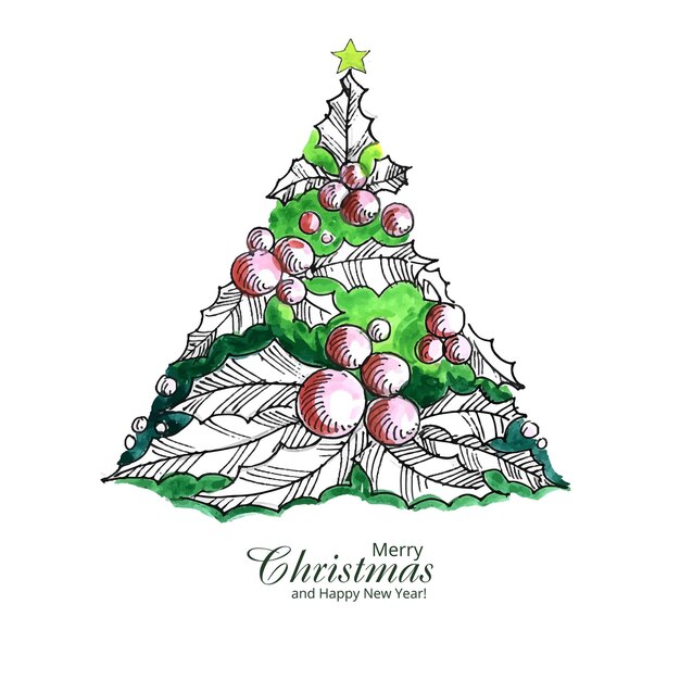 美しい芸術的なクリスマスツリーカードのデザイン