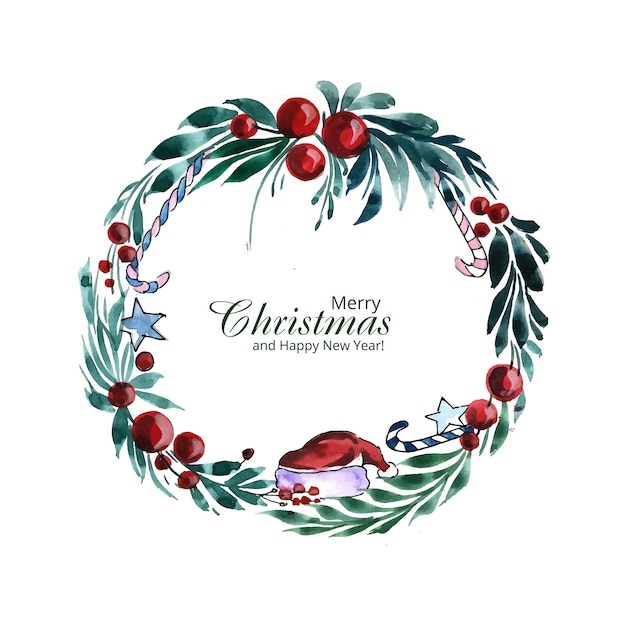 Beautiful artistic christmas wreath decorative card background