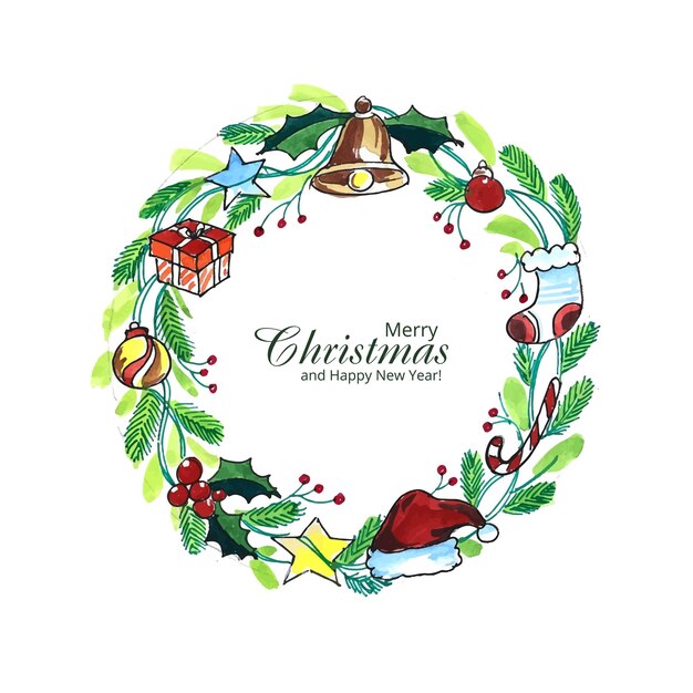 Beautiful artistic christmas wreath decorative card background