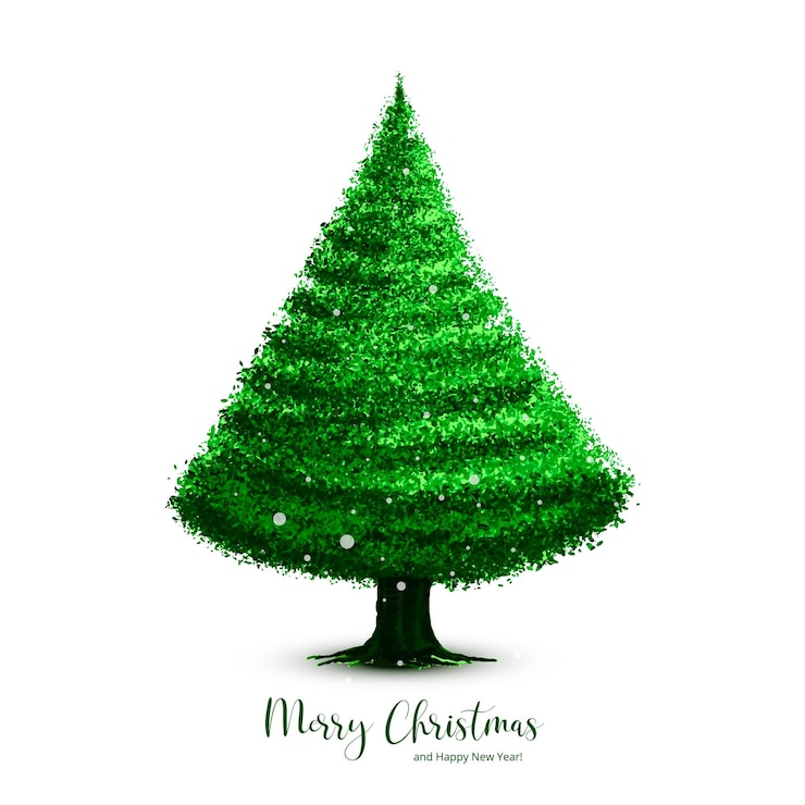 Free Vector beautiful artistic decorative christmas green tree card design