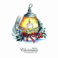 Free vector beautiful artistic decorative christmas lantern card background