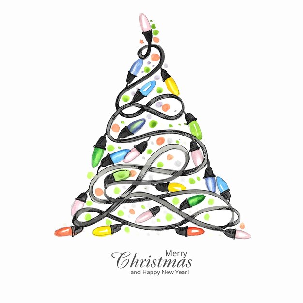 Free vector beautiful artistic decorative christmas lights tree card background