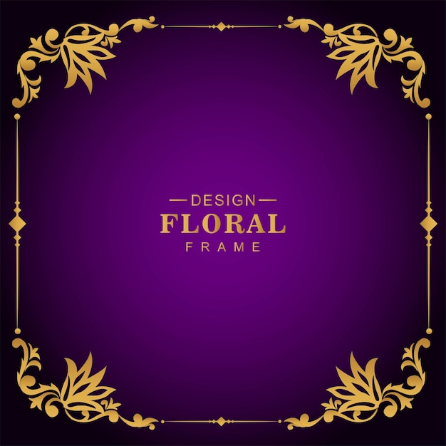 Beautiful artistic golden luxury floral frame border design