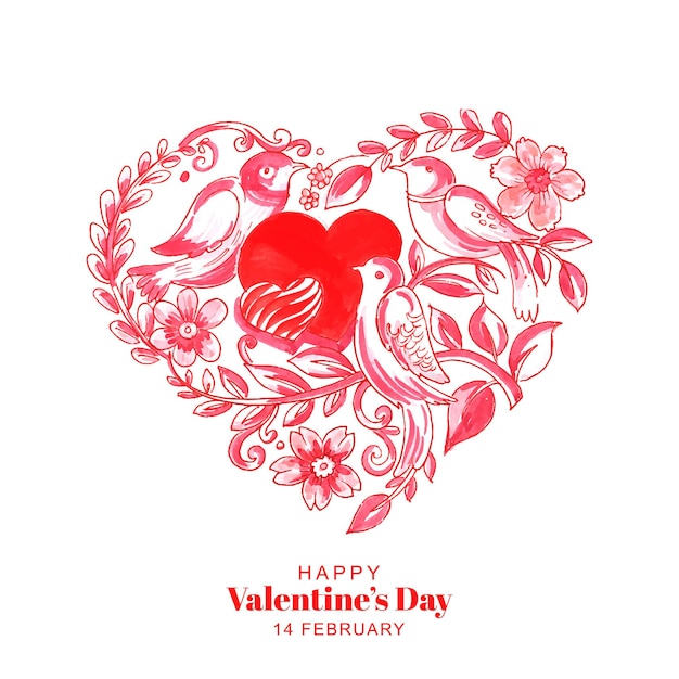 아름다운 예술적 심장 모양 발렌타인 데이 카드 디자인