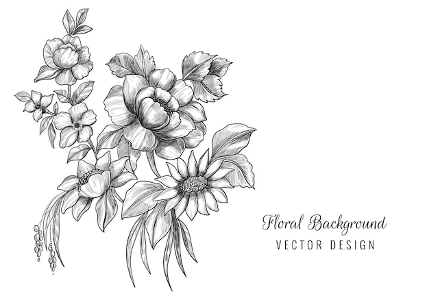 Free vector beautiful artistic sketch floral