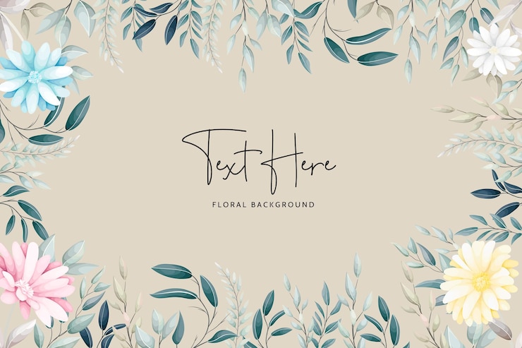 Free Vector beautiful aster flower and leaves floral background