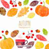 Free vector beautiful autumn background in watercolor style